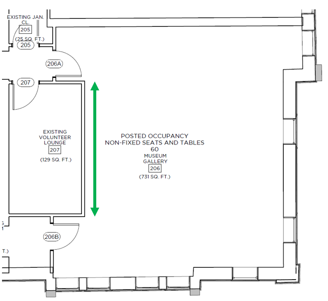 Floor plan of the Aurora Museum & Archives exhibitions space.