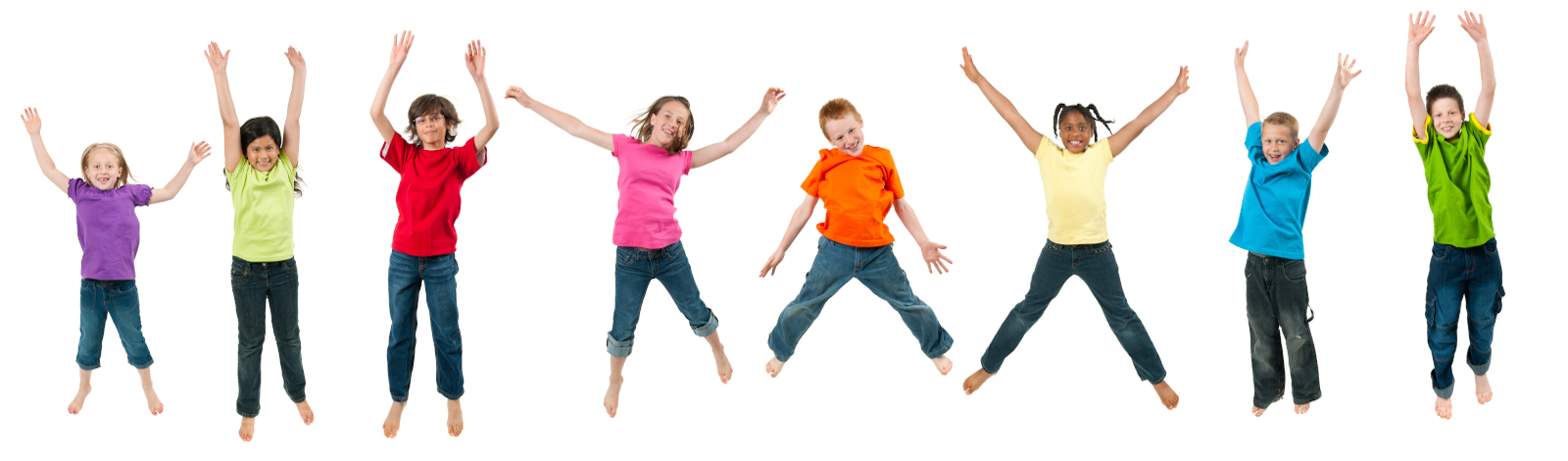 Group of children jumping up