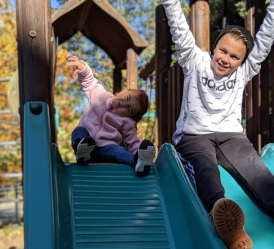 children on park slide