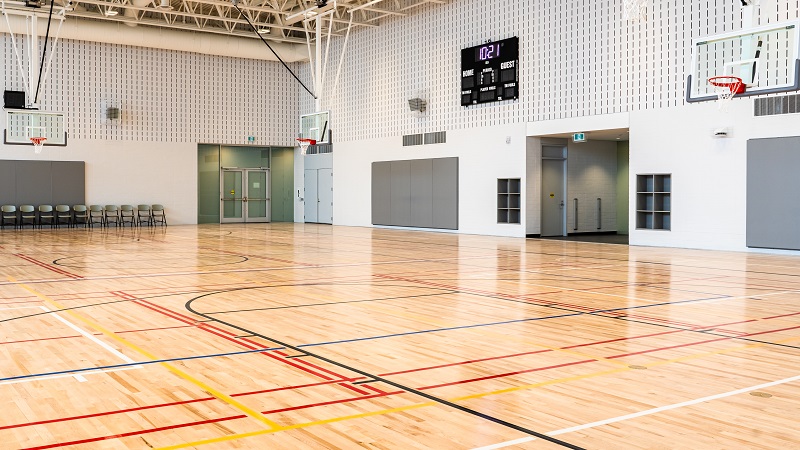 Gymnasium floor and basket nets