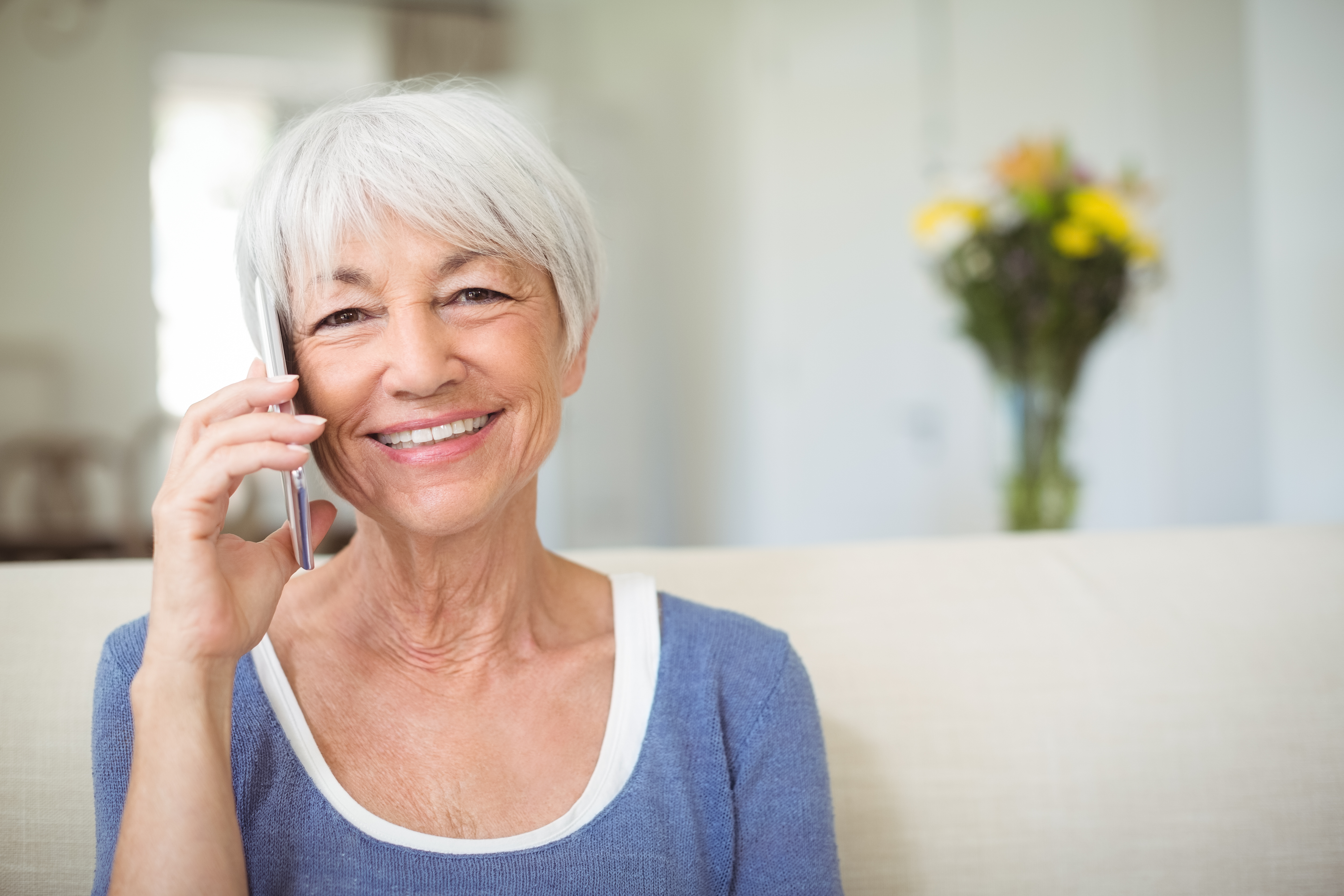 Senior woman on home at home