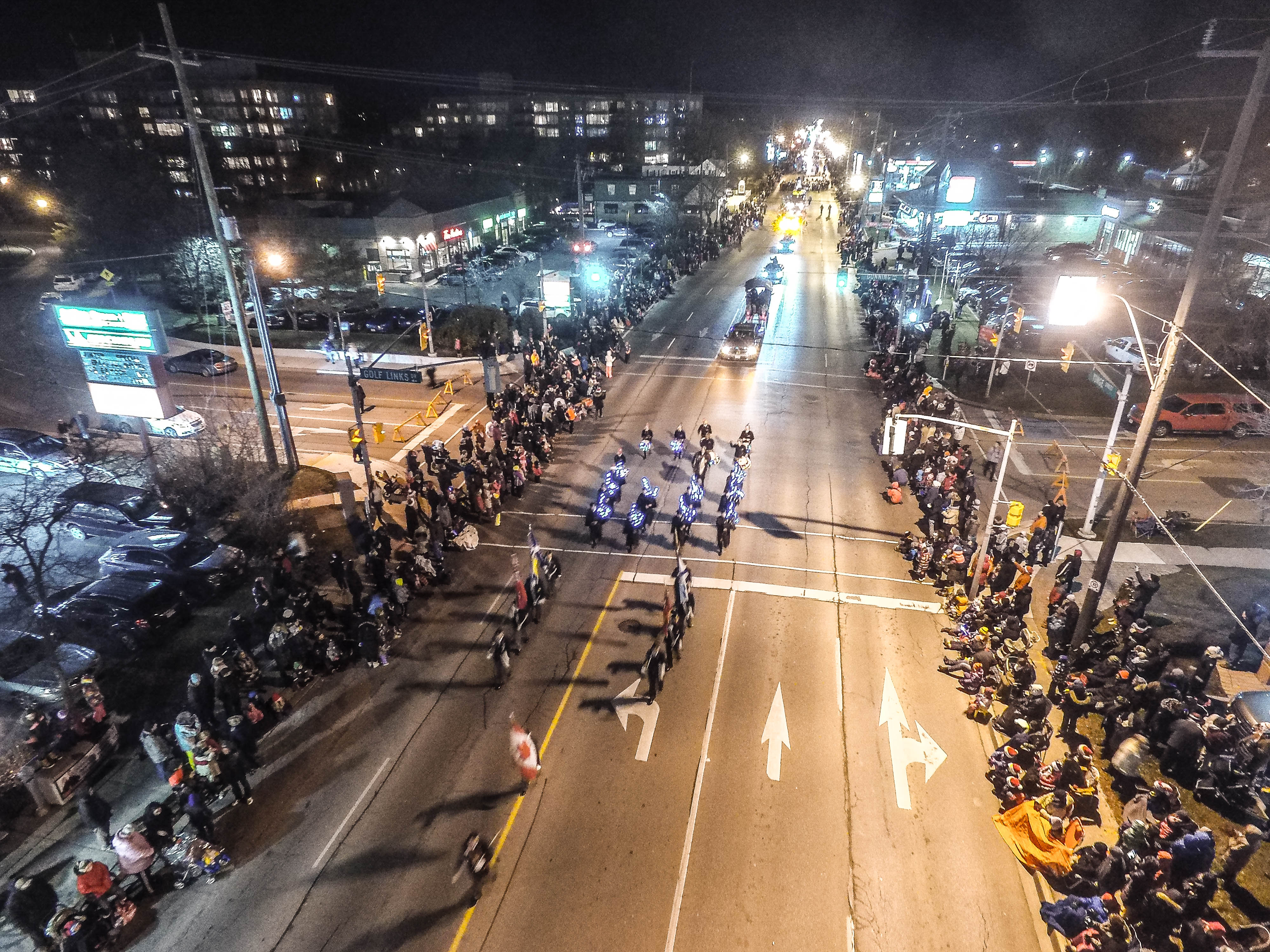 Drone Photo of Santa Under the Stars Parade