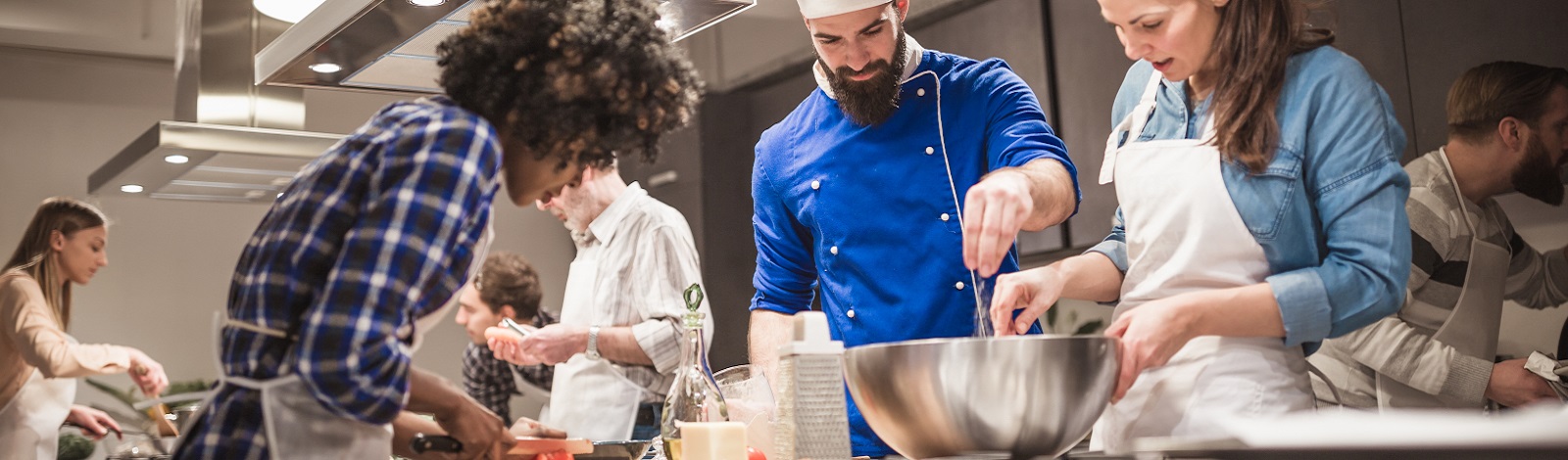 Adults in cooking class