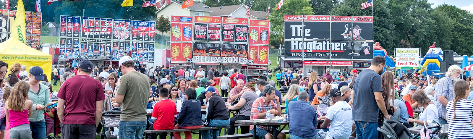 Ribfest food vendors and people at event