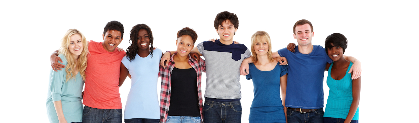 Group of teens standing in a row