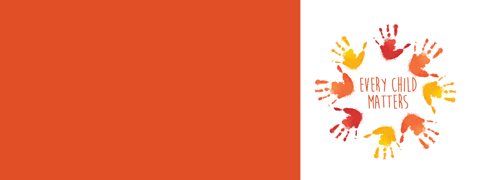 Orange Background with image of hands in a circle with the words every child matters