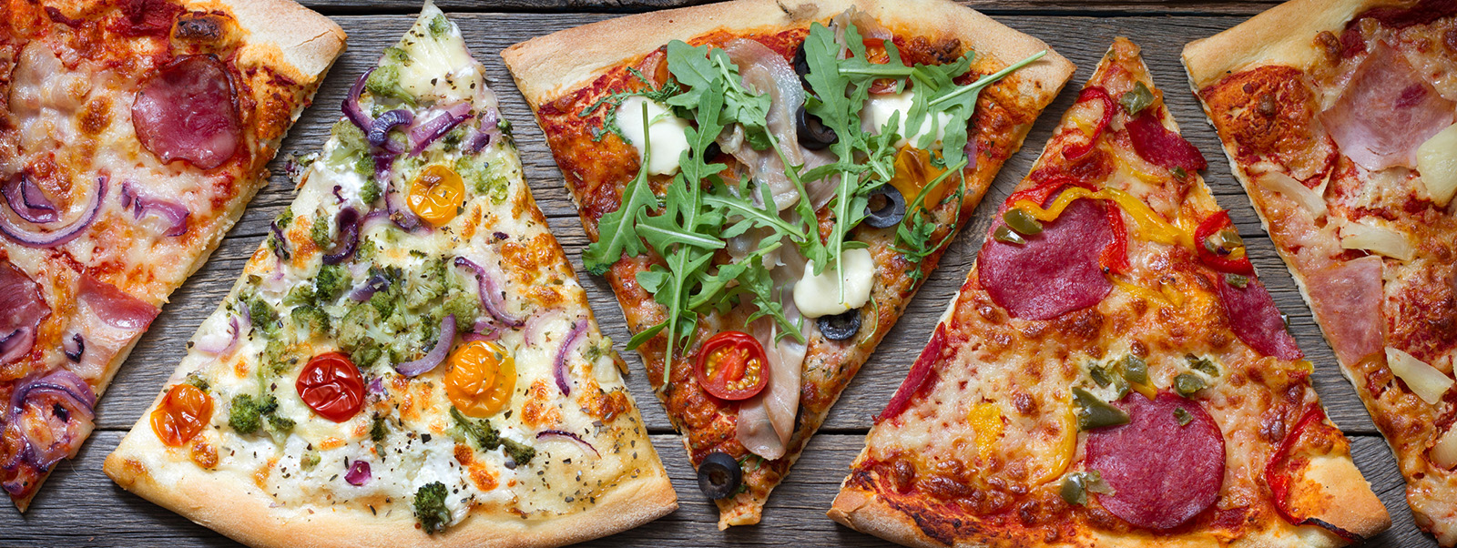 Four slices of pizza