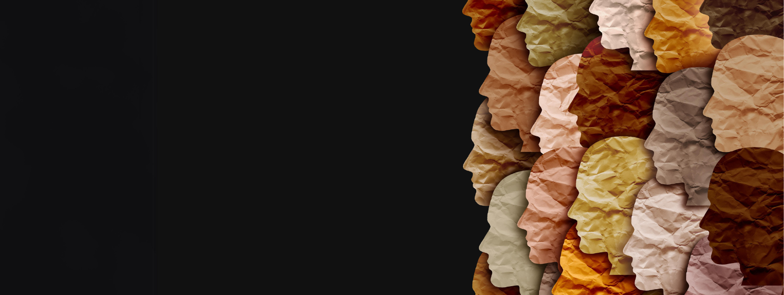 Image of paper like faces in many colours