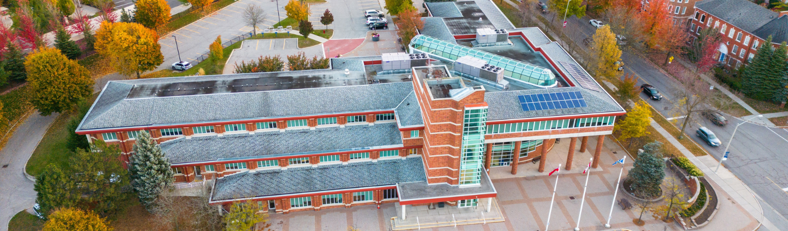 Aerial shot of Aurora Town Hall