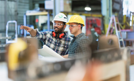 Two builders having a conversation