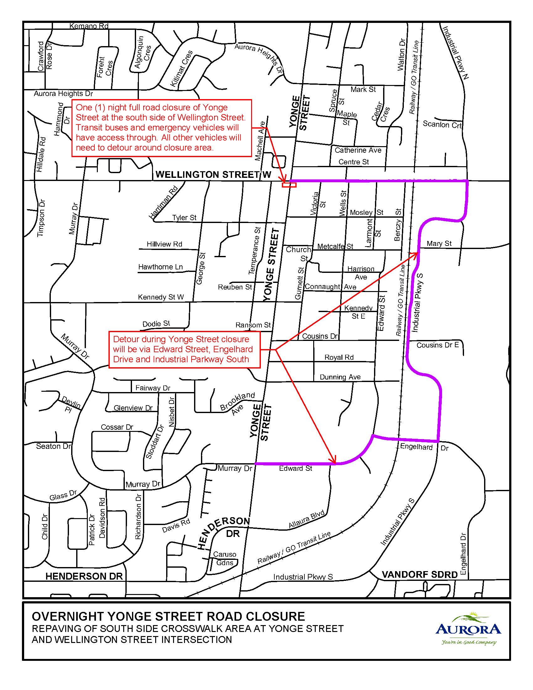 Map of Yonge Street road closure