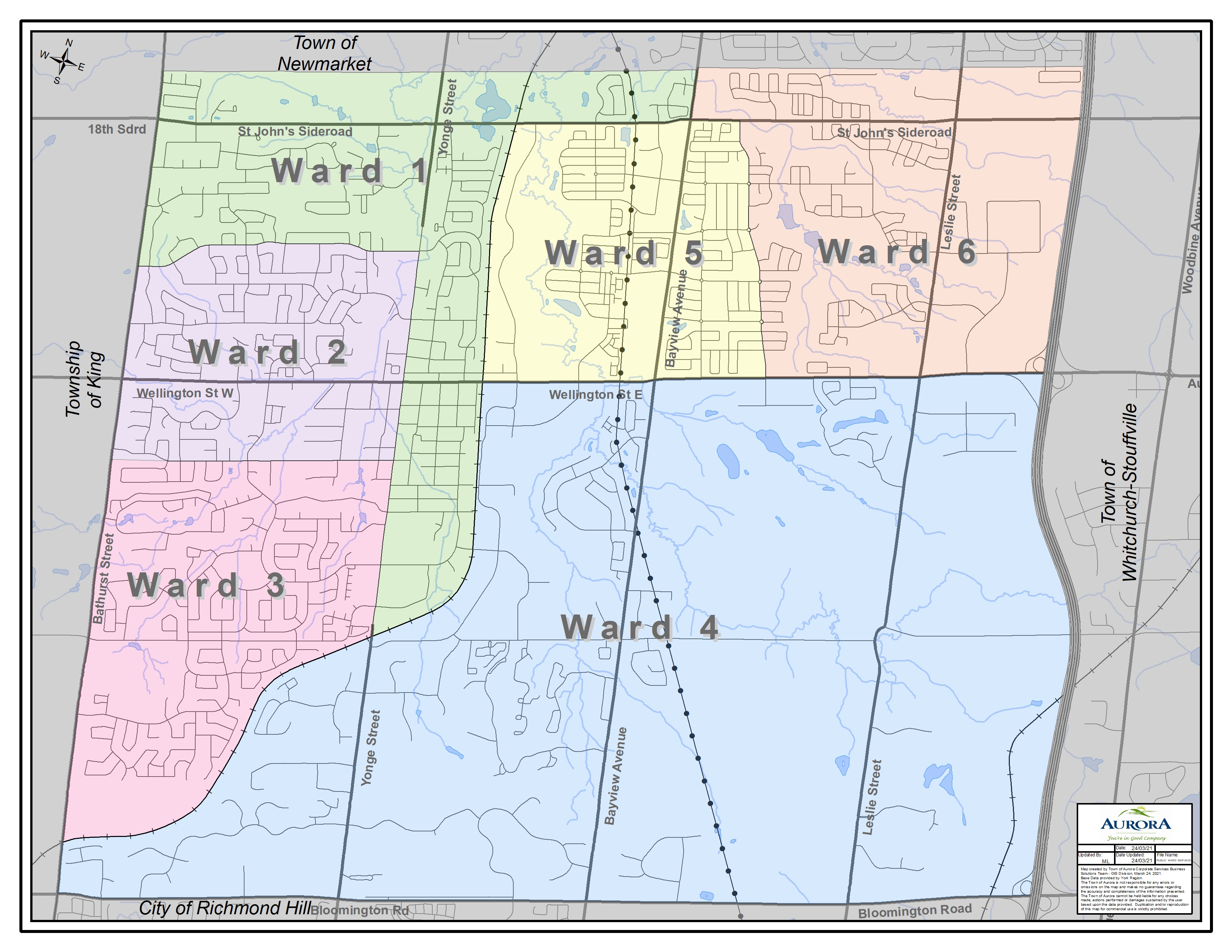 Map of Ward Boundaries in Aurora