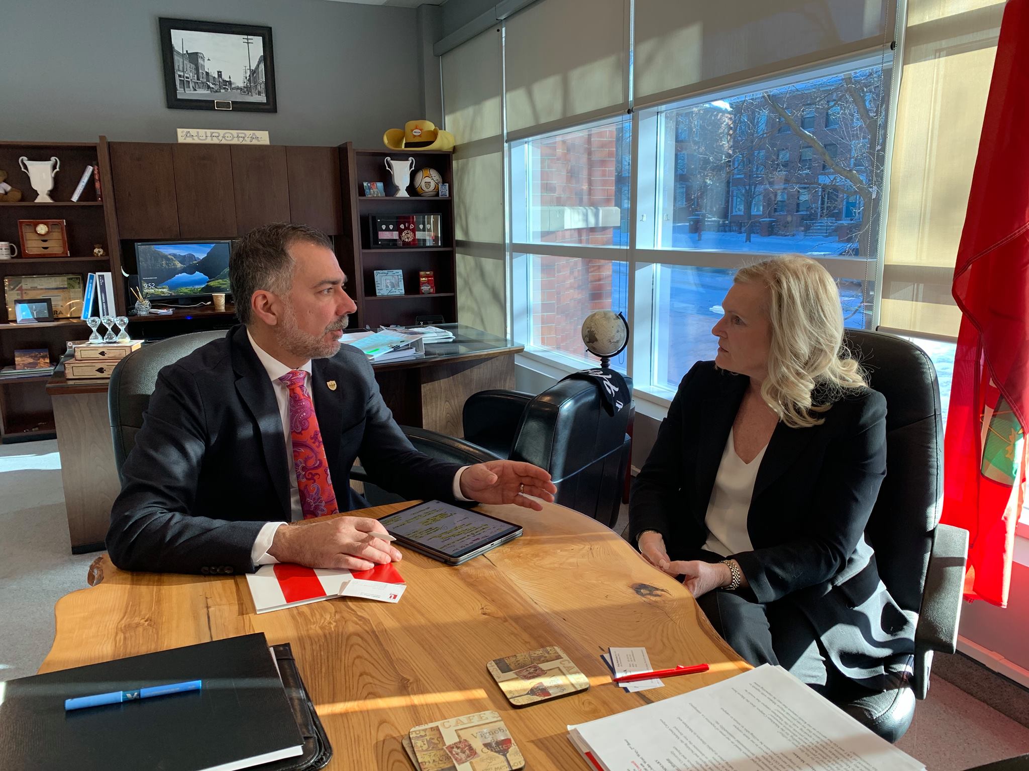 Mayor having a meeting in his office