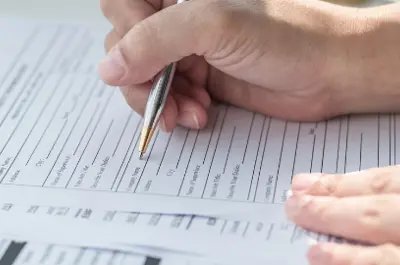 Person completing job application