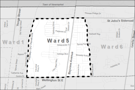 "Ward five area map"