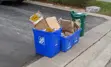 Garbage and recycling on the street for pickup