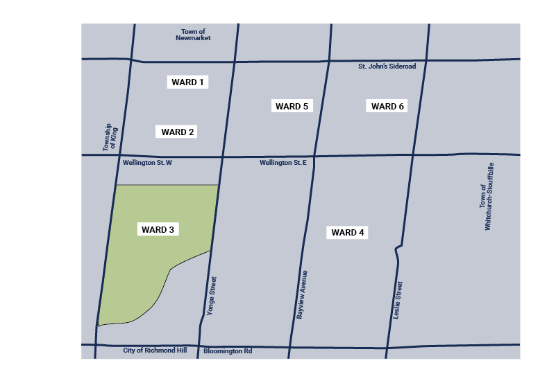 Map of all 6 wards, with Ward 3 highlighted in colour