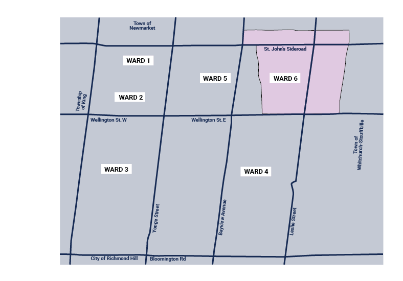 Map of all 6 wards, with Ward 6 highlighted in colour