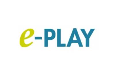 The word eplay in green and blue