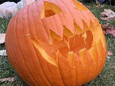 Pumpkin carved with face