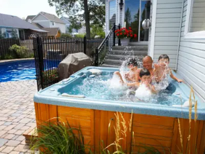 family in hot tub