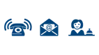"Graphic of telephone, letter mail and person"