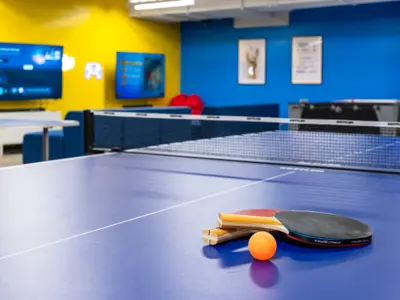 Table tennis with sports equipment